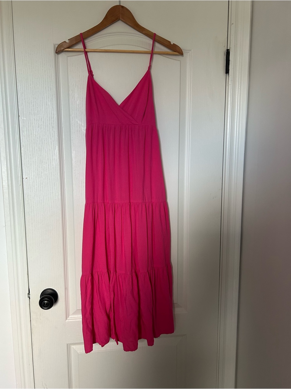 Patrons of Peace Hot Pink Spaghetti-Strap Tiered Maxi Dress